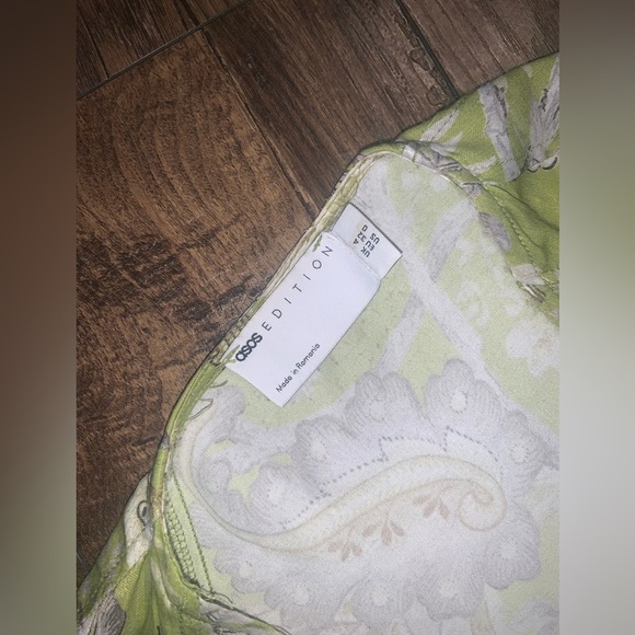 ASOS EDITION BUTTON FRONT MIDI DRESS GREEN  FLORAL PRINT boho fall formal $160 - Picture 7 of 11